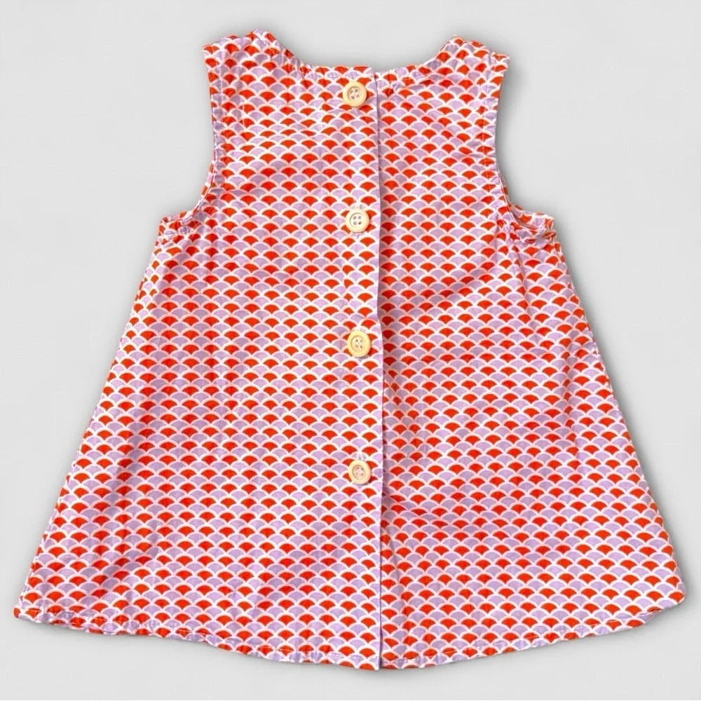 Right Bank Babies 12M – Red Dress with Ruffled Bib & Buttons